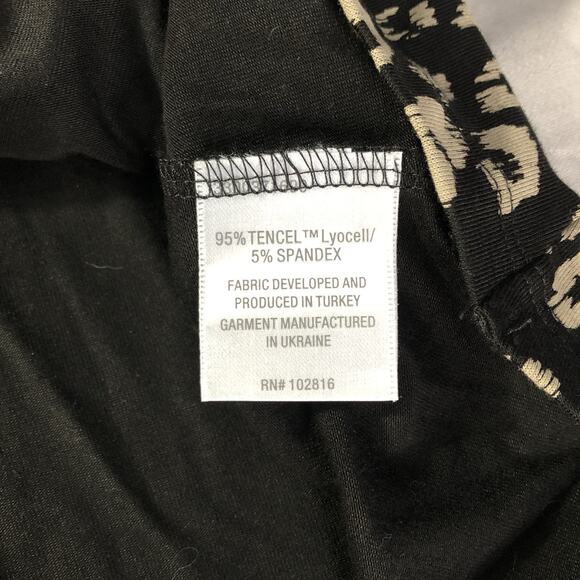 Garnet Hill Cheetah Print Wrap Dress Size Large Black Long Flowy Layered V-Neck - Picture 10 of 15